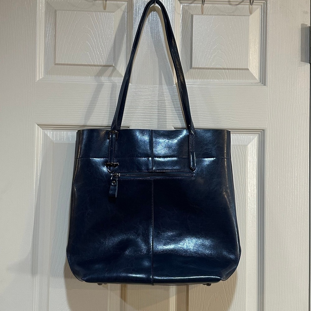 Kattee Navy Blue Waxed Leather Tote Shoulder Bag Work Travel Handbag‎